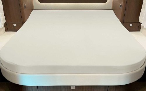 Spannbettlaken für Queensbett mit Abrundung oder Ecke Wollweiß - Spannbetttücher & Bettwäsche von Bettwaren-Shop