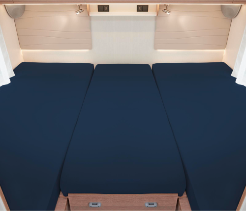 Spannbetttuch Set 3 teilig für Heckbetten dunkelblau - Spannbetttücher & Bettwäsche von Bettwaren-Shop