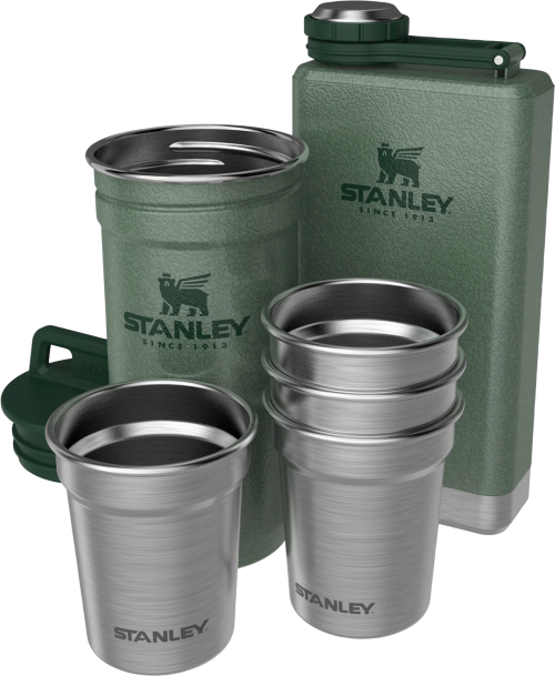 Stanley Flachmann und Shotgläser Set Pre-Party 6-teilig Hammertone Green - Trinkflaschen von Stanley 1913
