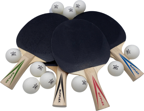 Sunflex sport Rundlauf Set Tischtennis Set mit 4 Schlägern und 10 Bällen - Spielsachen