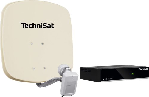 Technisat Set DigiDish 45 Sat-Antenne (Twin-LNB) mit Digit S3 HD SAT-Receiver beige - Camping-Sat-Anlagen