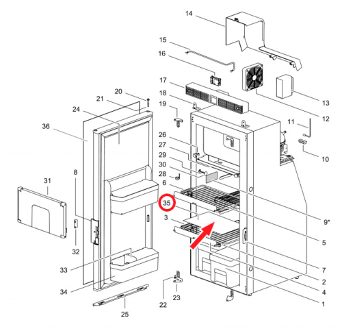 Thetford Abdeckplatte für Kühlschrank T1000 Series - Ersatzteile Haushalt