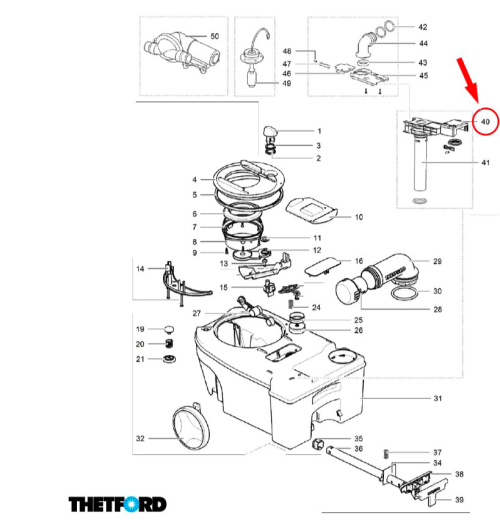 Thetford Abdeckung Pump Out passend zu Fäkalientank C250 - C260 - Ersatzteile Thetford Toiletten