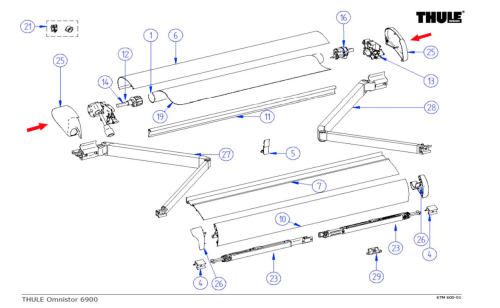 Thule Endkappe (links+rechts) passend zu Omnistor 6502/6900 - Ersatzteile Zelte & Markisen