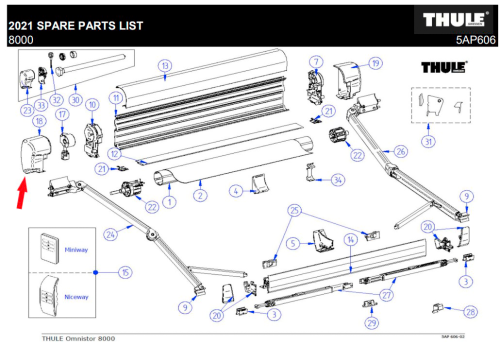 Thule Endkappe passend zu Omnistor 8000 - Ersatzteile Zelte & Markisen