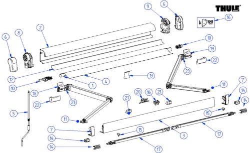 Thule Endkappen Set Vorderschiene für Omnistor 4900 Kassettenmarkise und Tristor Kassettenmarkise - Thule Ersatzteilnummer 1500602213 - Weiteres Markisenzubehör