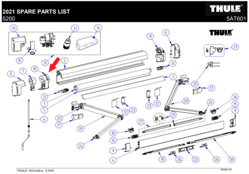 Thule Endplatte (links)   - Ersatzteile Fahrzeug