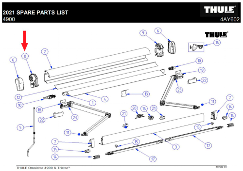 Thule Endplatte (links)  - Ersatzteile Fahrzeug