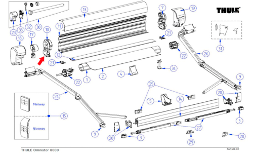 Thule Endplatte  (links) passend zu Omnistor 8000 - Ersatzteile Zelte & Markisen
