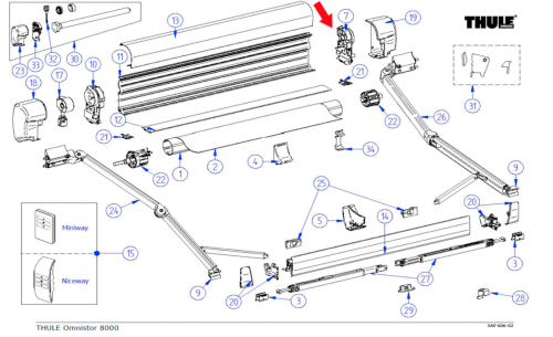 Thule Endplatte (rechts)  - Ersatzteile Zelte & Markisen