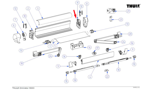 Thule Endplatte rechts passend zu Omnistor 5003 - Ersatzteile Zelte & Markisen