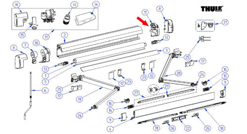 Thule Endplatte rechts passend zu Omnistor 5200 - Ersatzteile Zelte & Markisen
