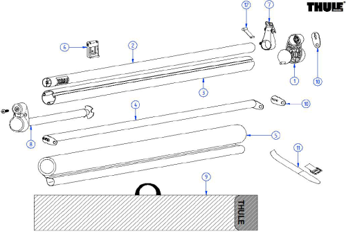 Thule Federwelle Tuchrolle passend für Thule Windscreen - Thule Ersatzteilnummer 1500602413 - Ersatzteile Zelte & Markisen