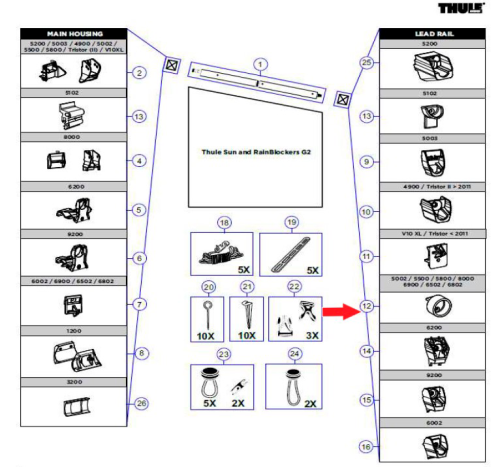 Thule Halterung passend zu Omnistor 5002 / 5500 / 5800 / 6502 / 6802 / 6900 / 8000 - Ersatzteile Zelte & Markisen