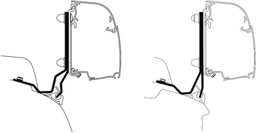 Thule Markisenadapter für LHD und RHD Version von Ford Custom V710 Rapido Group mit Thule 4200 Wandmarkise 2,6 Meter - Markisenadapter