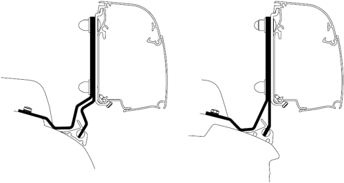 Thule Markisenadapterset 2 teilig für Swift Monza V710 RHD mit Thule 4200 Wandmarkise 2,60 Meter - Markisenadapter