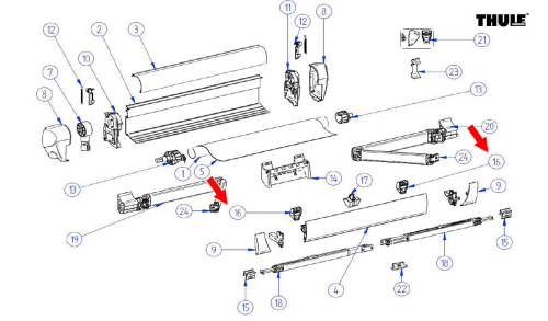 Thule Spannstangen und Klemmprofil passend zu Omnistor 5003 - Ersatzteile Zelte & Markisen