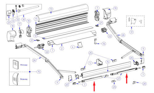 Thule Stützfuß (185cm) für Markisenlänge ab 4m  - Ersatzteile Zelte & Markisen