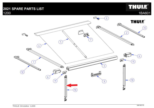 Thule Stützfuß (L=112 cm) - Ersatzteile Fahrzeug
