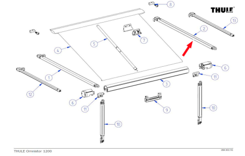 Thule Teleskoparm (rechts 3,5 - 4,5 m) - Thule