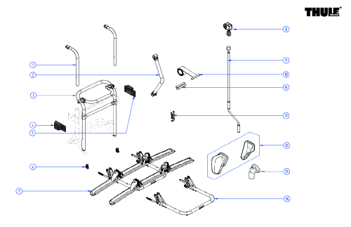Thule Tragrahmen für Fahrradträger Lift V16 Manual / 12 V – Thule Ersatzteilnummer 1500603105 - Ersatzteile Fahrzeug