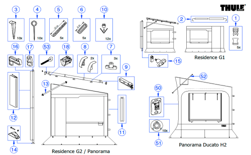 Thule Transformations Kit  Residence Rafter 6300  - Thule Ersatzteilnummer 1500603355 - Ersatzteile Zelte & Markisen