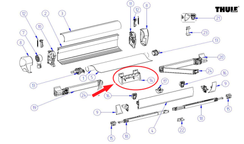 Thule Tuchführung  (ab Markisenlänge 3,5m ) - Thule