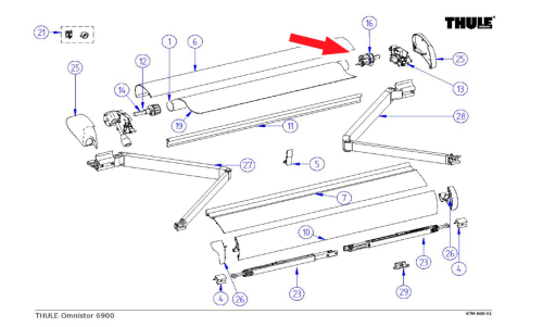 Thule Tuchrollenendkappe rechts passend zu  Omnistor 6502 / 6900 - Ersatzteile Zelte & Markisen