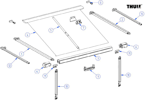 Thule Walze für Markise Omnistor 1200 4,5 Meter - Thule Ersatzteilnummer 1500602916 - Ersatzteile Zelte & Markisen
