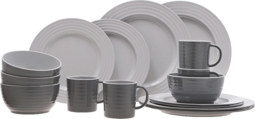 Travellife Rota Geschirrset 16 teilig  grau - Kunststoff und Melamin Geschirr-Sets