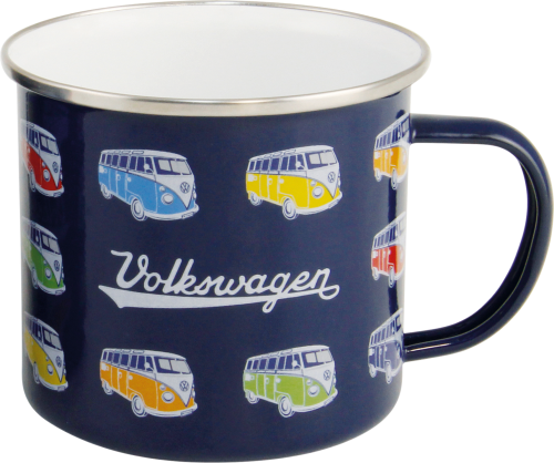 VW Collection T1 Bulli Emaille Tasse 500 ml Bulli Parade Blau - Becher & Tassen