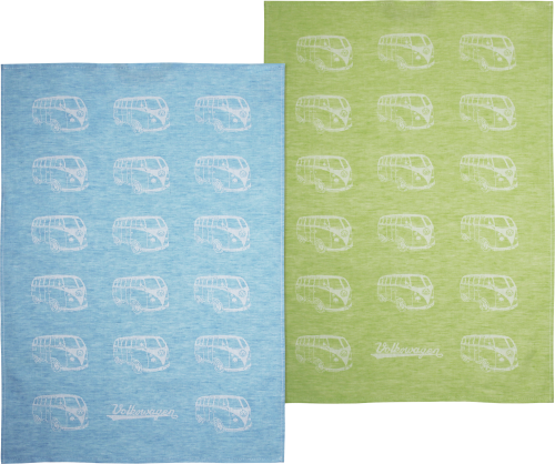 VW Collection T1 Bulli Geschirrtuch 2er Set Rot/Blau 70 x 50 cm - Sonstiges Küchenzubehör