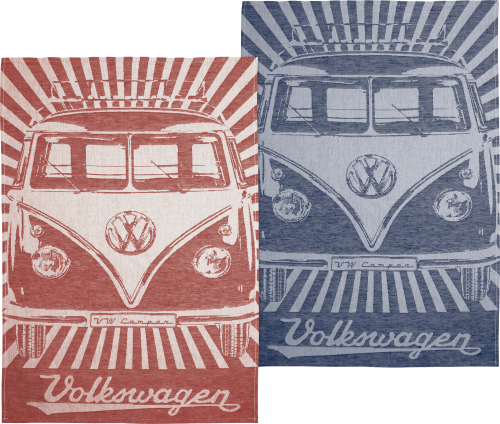VW Collection T1 Bulli Geschirrtuch 2er Set Rot/Blau 70 x 50 cm - Sonstiges Küchenzubehör