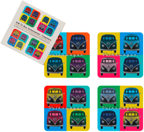 VW Collection T1 Bus Untersetzer 4er Set für Tassen Bus Bus Fronten - Sonstiges Küchenzubehör