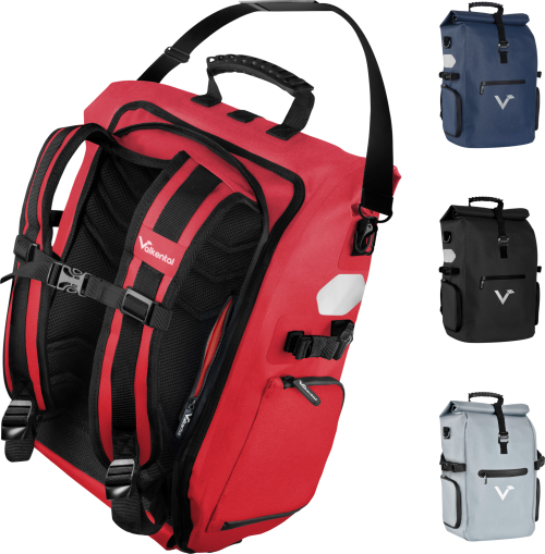 Valkental ValkPro 3-in-1 wasserdichte Fahrradtasche 26 Liter rot - Tagesrucksäcke & Wanderrucksäcke