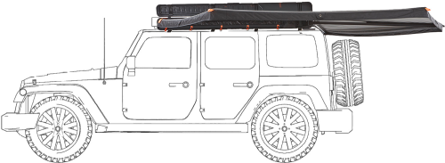 Vickywood Branch 270° Rugged Hardcover Seitenmarkise rechts 2 m Aluminium Polyester für Offroad und Camping - Sonnensegel & Vordächer