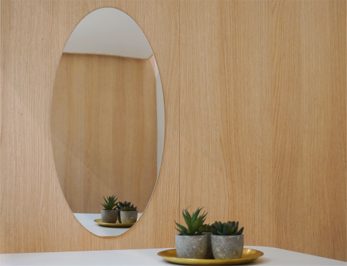 VierTec Camping-Spiegel für Wohnmobil & Camper selbstklebend Acrylglas Oval 60 x 29,5 cm - Möbelzubehör