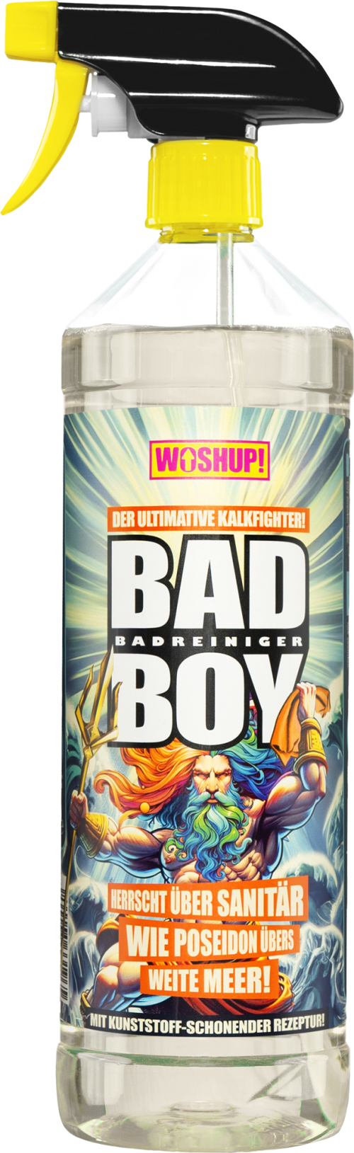 WOSHUP! Bad Boy Spezialreiniger gegen Kalk und Seifenrückstände 1 Liter - Innenbereich & Scheiben