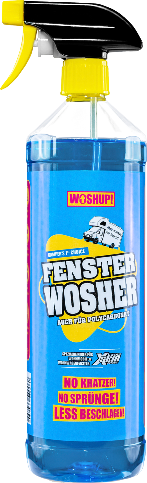 WOSHUP! Fenster Wosher Scheibenreiniger für Wohnwagen und Wohnmobile 1 Liter - Innenbereich & Scheiben