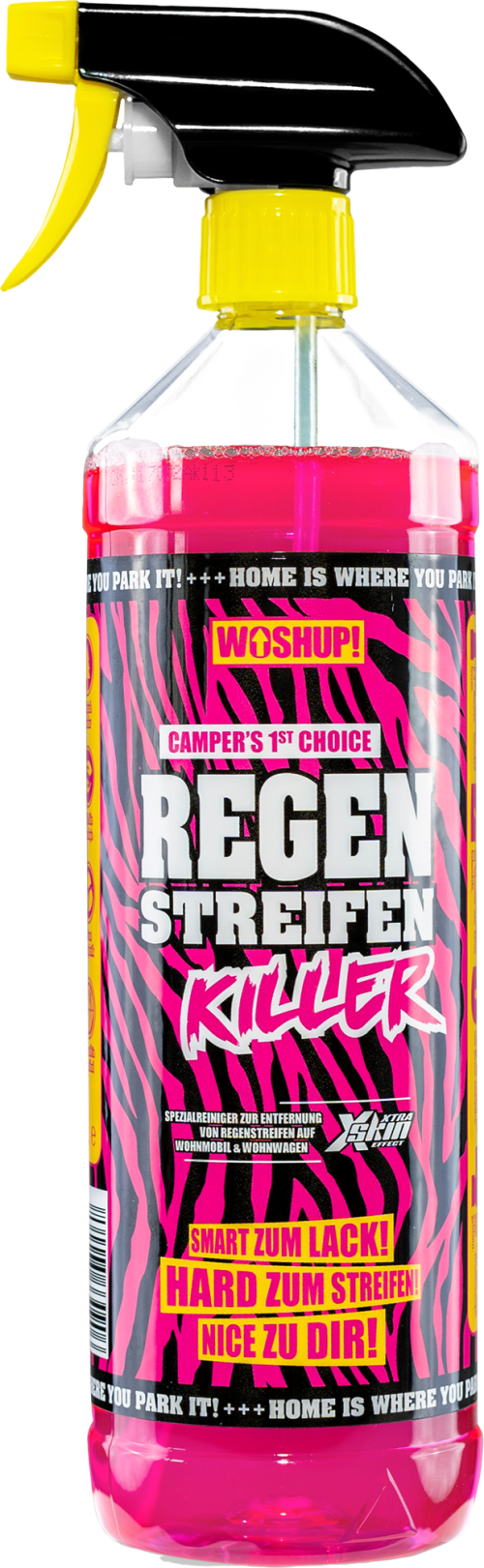 WOSHUP! Regenstreifen Killer Spezialreiniger gegen Regenstreifen, Grünspan oder verfärbte Dichtungen 1 Liter - Außenbereich & Lack