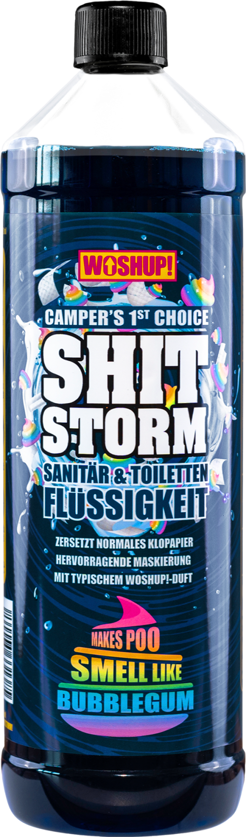 WOSHUP! Shitstorm Bubble Gum Toilettenzusatz mit Bubblegum Duft 1 Liter - Sanitärzusätze & -flüssigkeiten