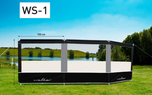 Walker Dreiteiliger Windschutz mit Alu Stangen WS-1 - Sichtschutz & Sonnenschirme