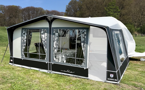 Walker Scandic 300 Wohnwagen Vorzelt Anthrazit mit Glasfibergestänge Größe 1160 Umlaufmaß 1146 - 1175 cm - Wohnwagenvorzelte