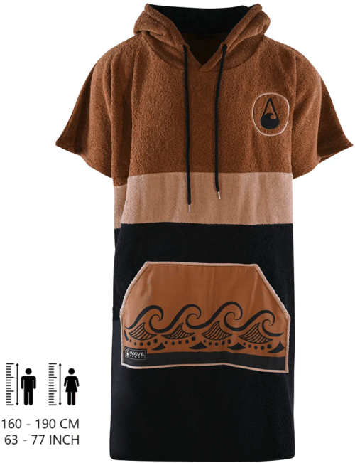 Wave Hawaii AirLite Cumbuco Unisex Poncho hellbraun M - Herrenshirts, -hemden & -pullover