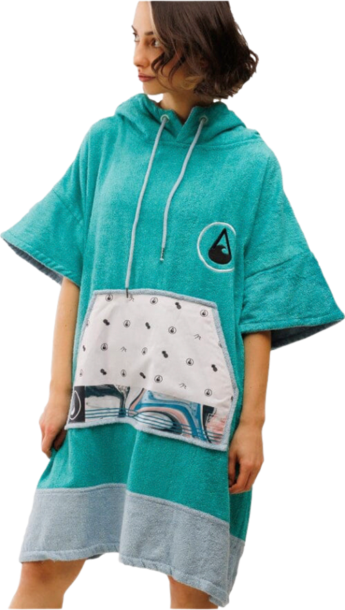 Wave Hawaii Bambus Liz Poncho S türkis S - Damenshirts, -blusen & -pullover
