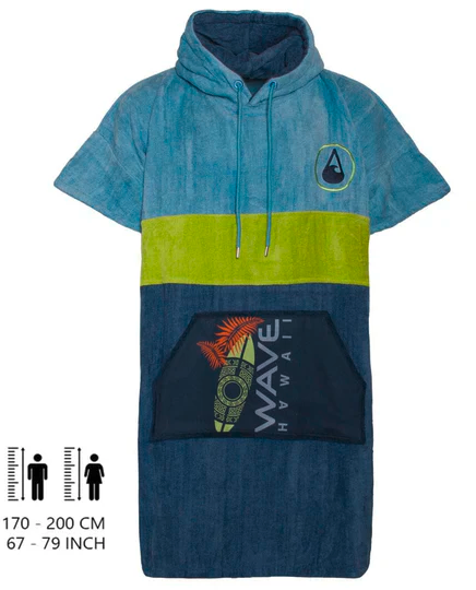 Wave Hawaii Cotton Kapalua Unisex Poncho dunkelblau L - Damenshirts, -blusen & -pullover