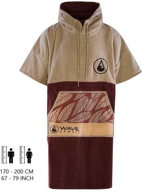 Wave Hawaii Cotton Velours Leevs Unisex Poncho dunkelbraun L - Herrenshirts, -hemden & -pullover