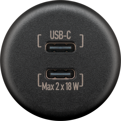 Wentronic Dualer Einbaucharger USB-C anthrazit max. 18 W - 12 / 24 V Einbausteckdosen