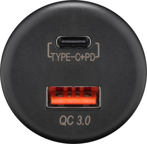 Wentronic Dualer USB Einbaucharger USB-A und USB-C mit Schnellladetechnik 12 V / 24 V  - 12 / 24 V Einbausteckdosen