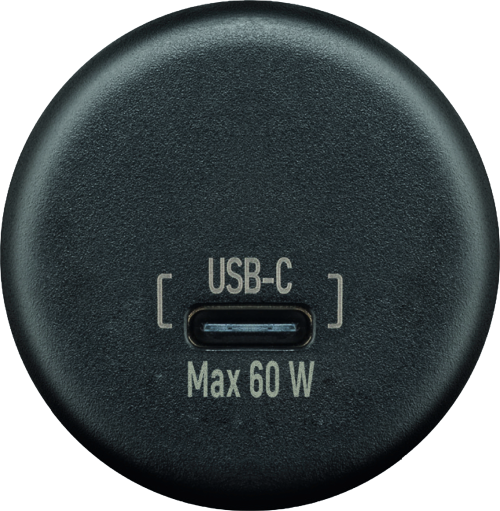 Wentronic single Einbaucharger USB-C mit max. 60 W - 12 / 24 V Einbausteckdosen
